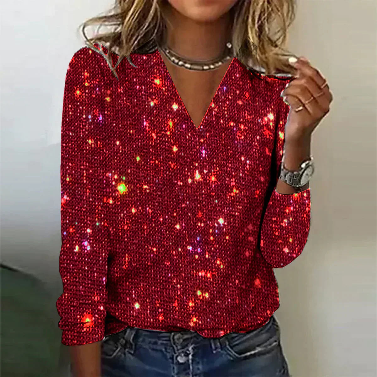 Sparkle V-Neck Top