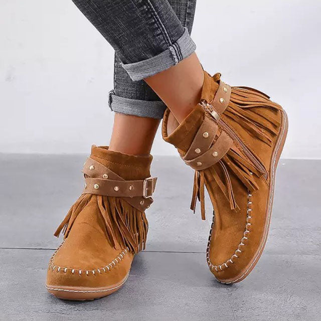 Fringe Mocassin Enkellaarzen