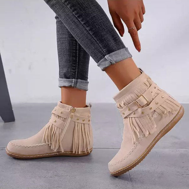 Fringe Mocassin Enkellaarzen