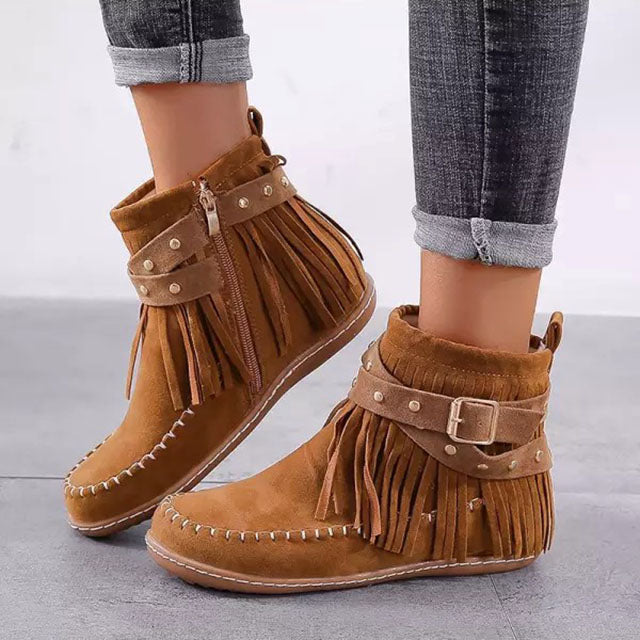 Fringe Mocassin Enkellaarzen