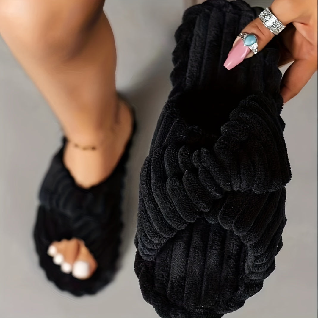 Pluche Crisscross Slippers