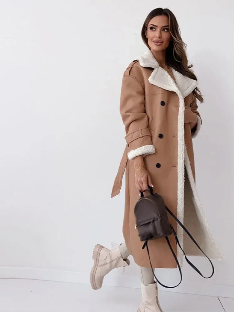 Lange Leren Shearling Jas