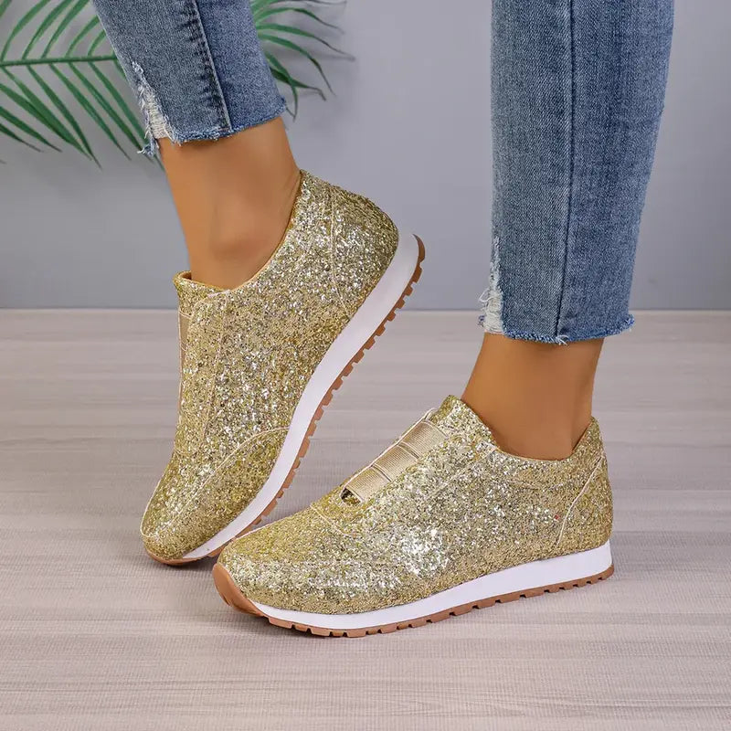 Gouden Glitter Slip-On Sneakers