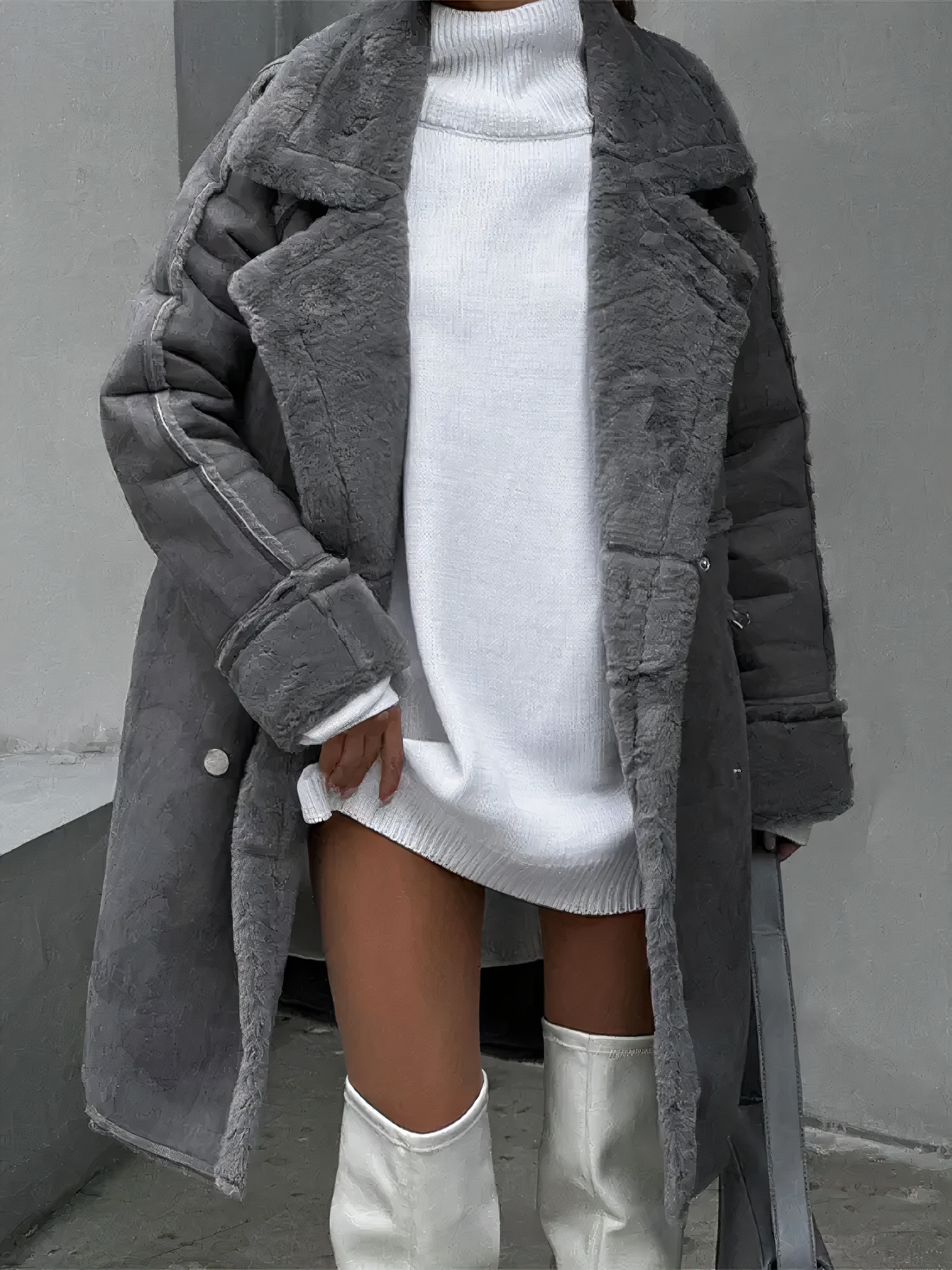 Oversized Fleece-Voering Jas