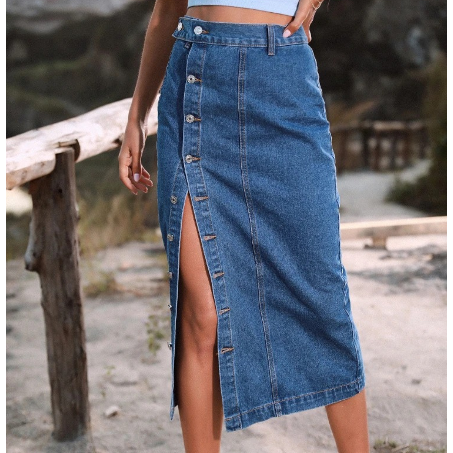 Denim Rok met Hoge Split