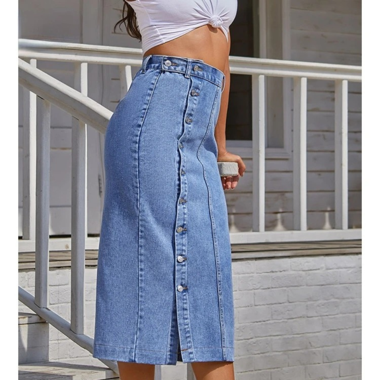 Denim Rok met Hoge Split