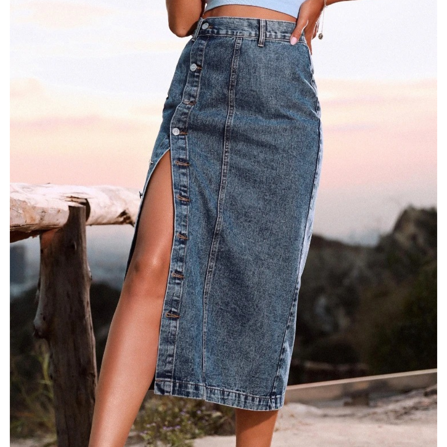 Denim Rok met Hoge Split