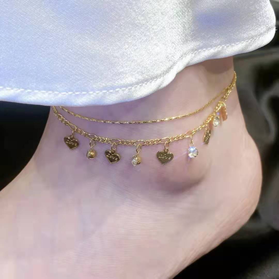 Gold Heart Chain Anklet