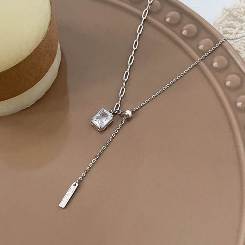 Elara Double Necklace Crystal Pendant