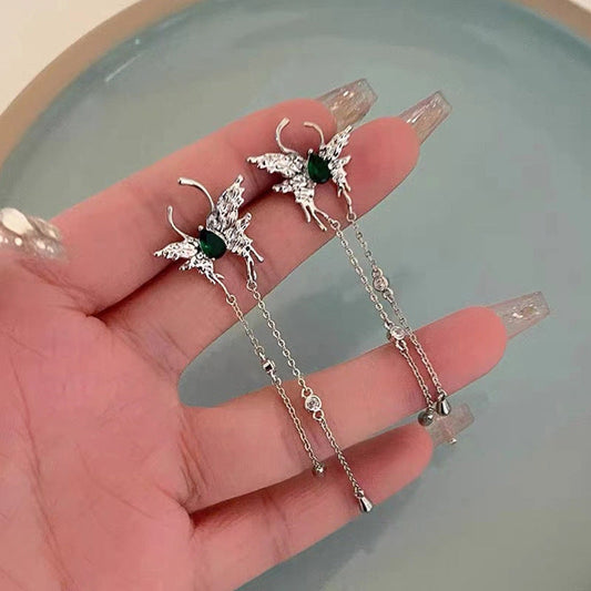 Emerald Flutter Necklace Earrings