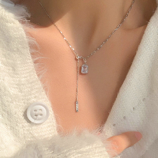 Elara Double Necklace Crystal Pendant