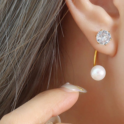 Grandeur Zirconia Pearl Earrings