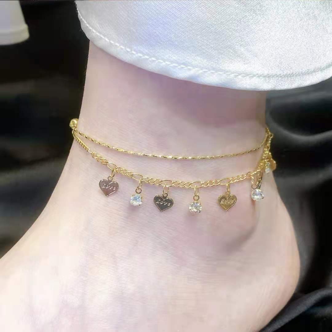 Gold Heart Chain Anklet