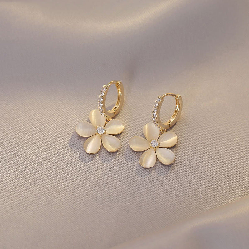 Impeccable Flower Petal Opal Earrings