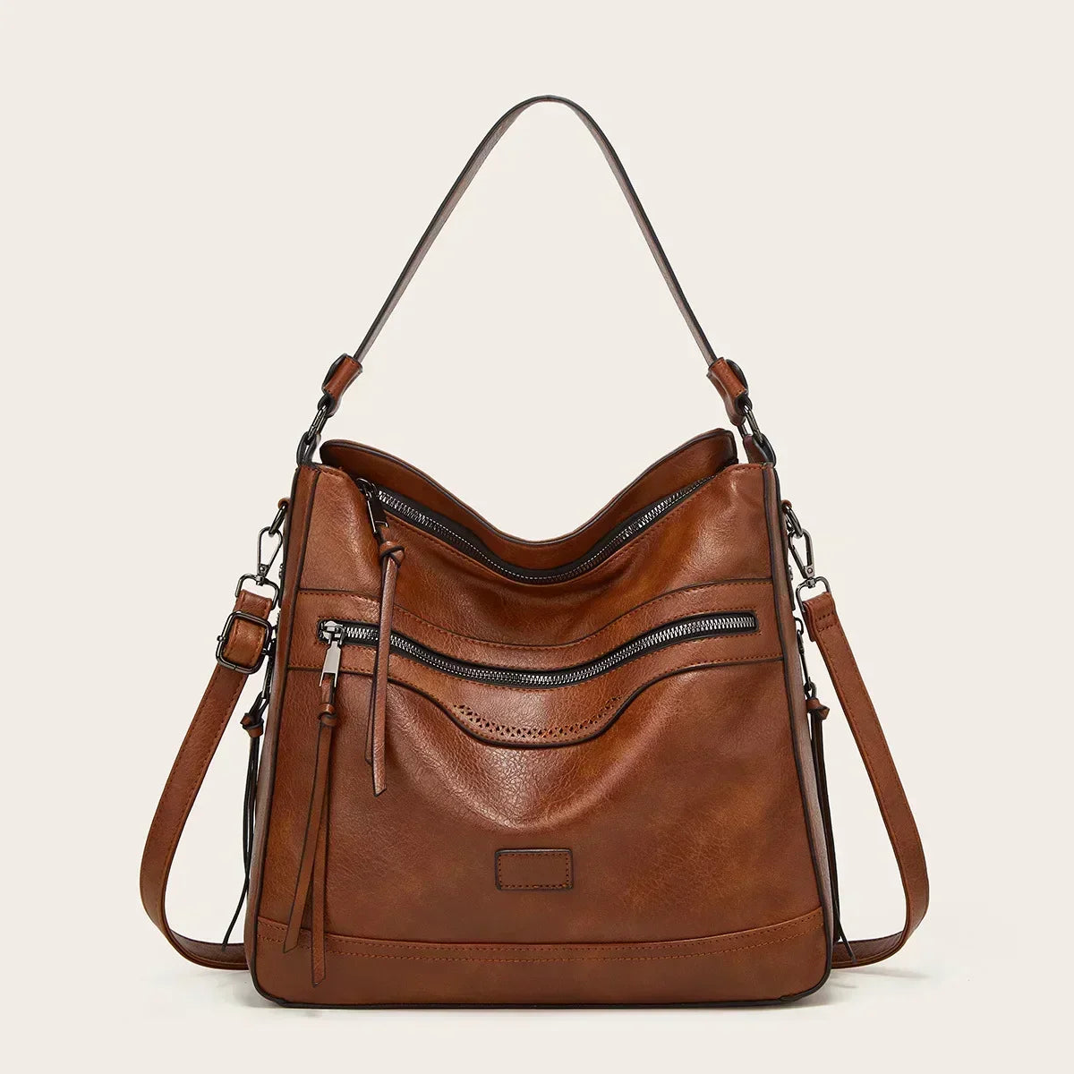 Multi-Zip Leren Tas