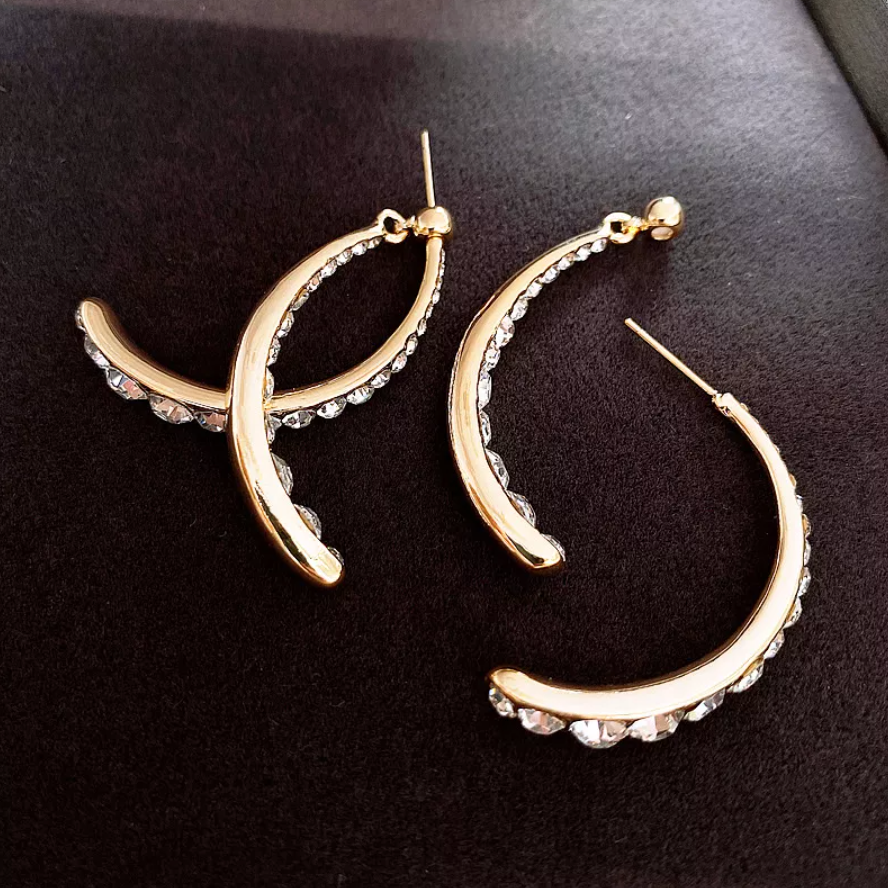 Twin Crescent Zirconia Earrings