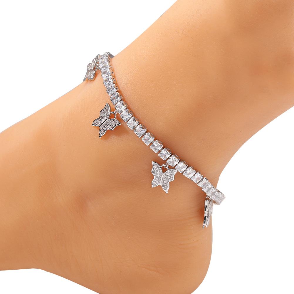 Butterfly Garden Zirconia Ankle Bracelet