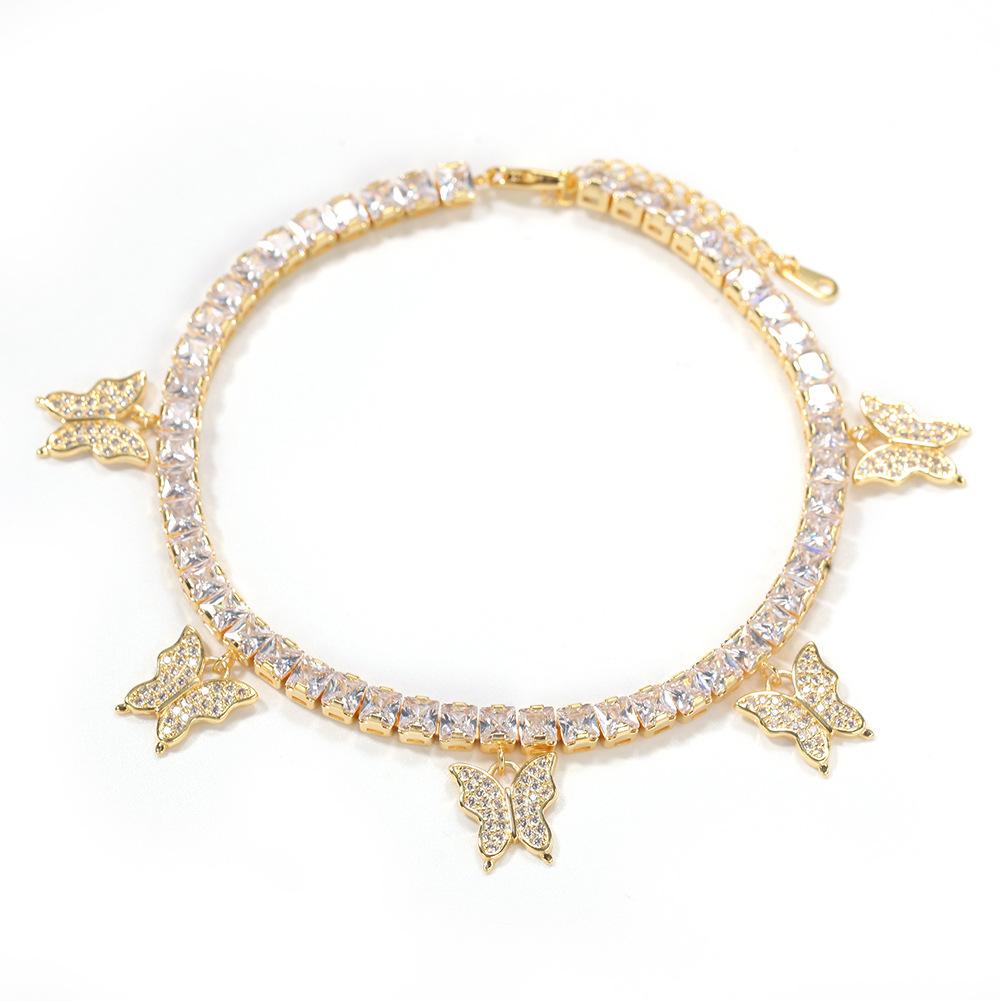 Butterfly Garden Zirconia Ankle Bracelet