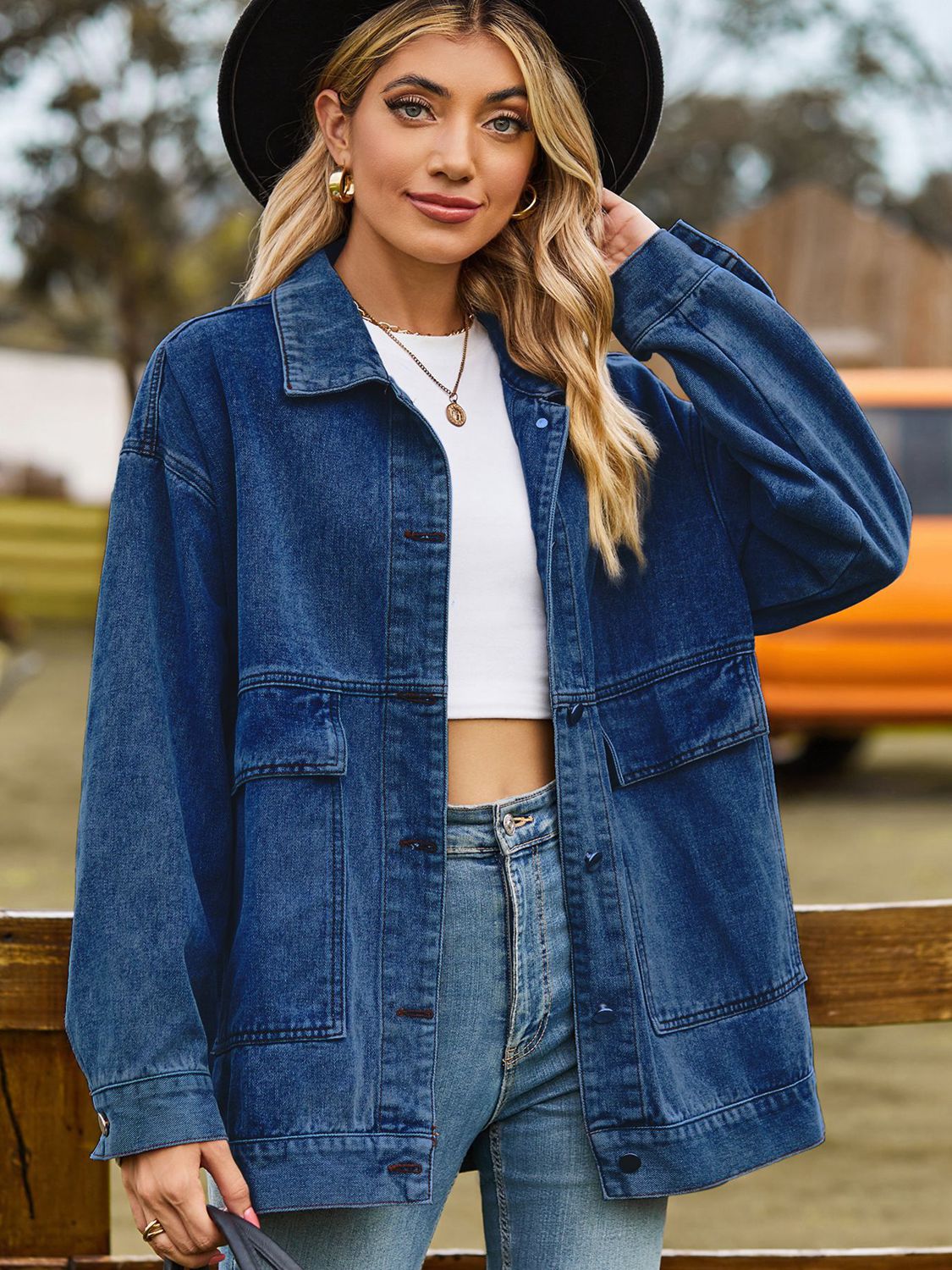 Oversized denim jas