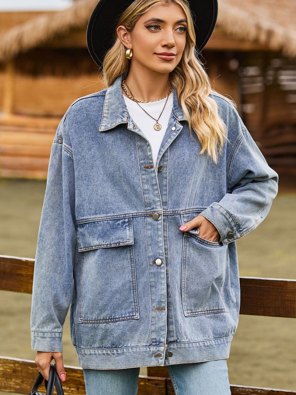 Oversized denim jas