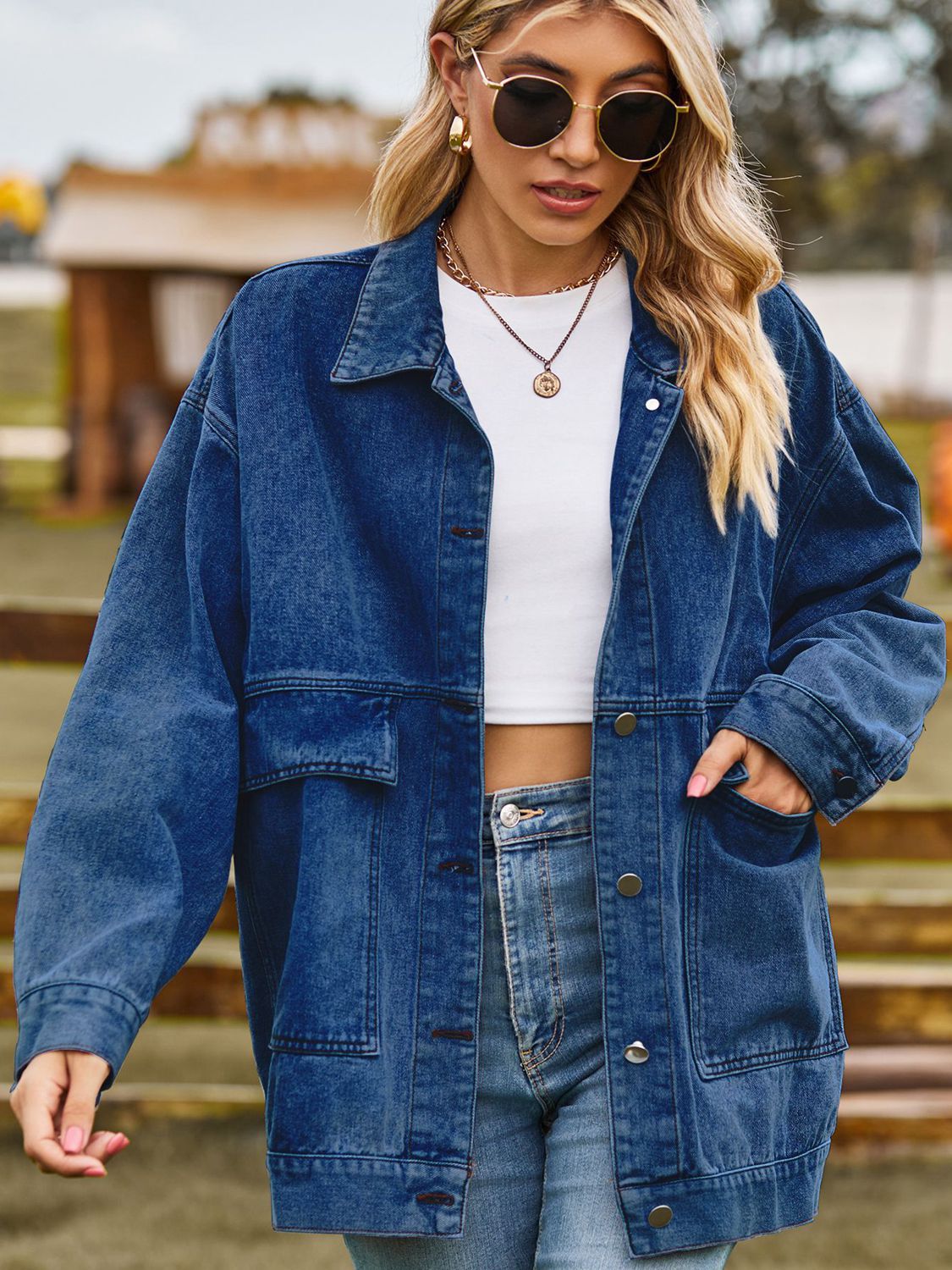 Oversized denim jas