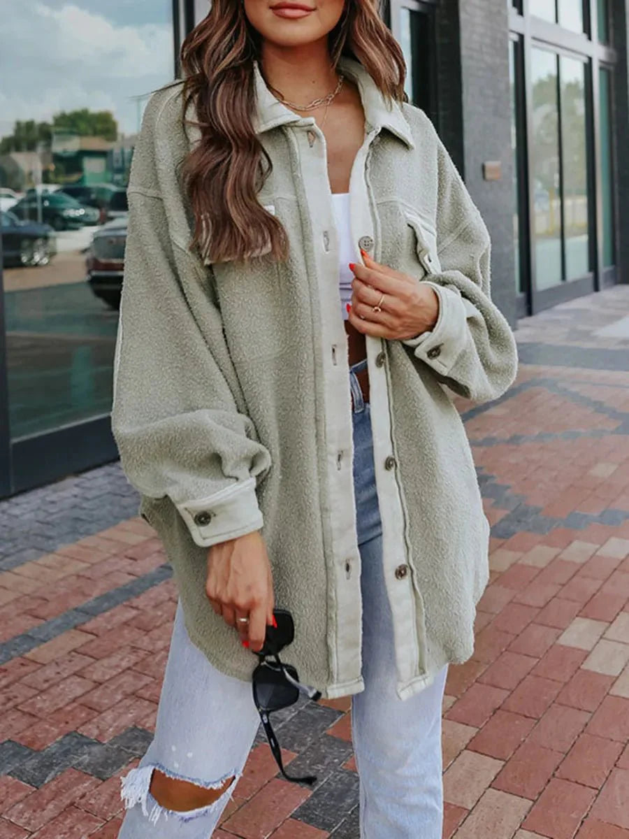 Oversized Sherpa Button-Up Jas