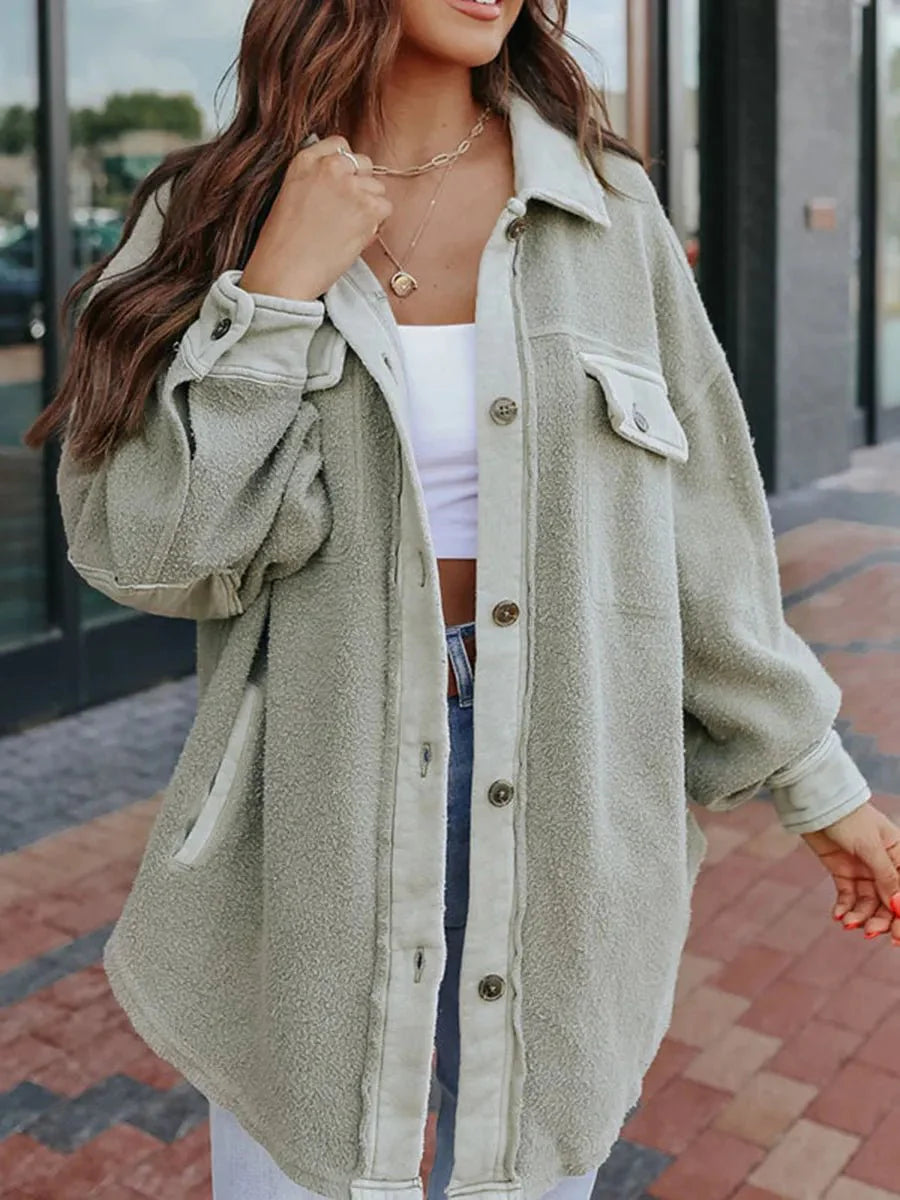 Oversized Sherpa Button-Up Jas