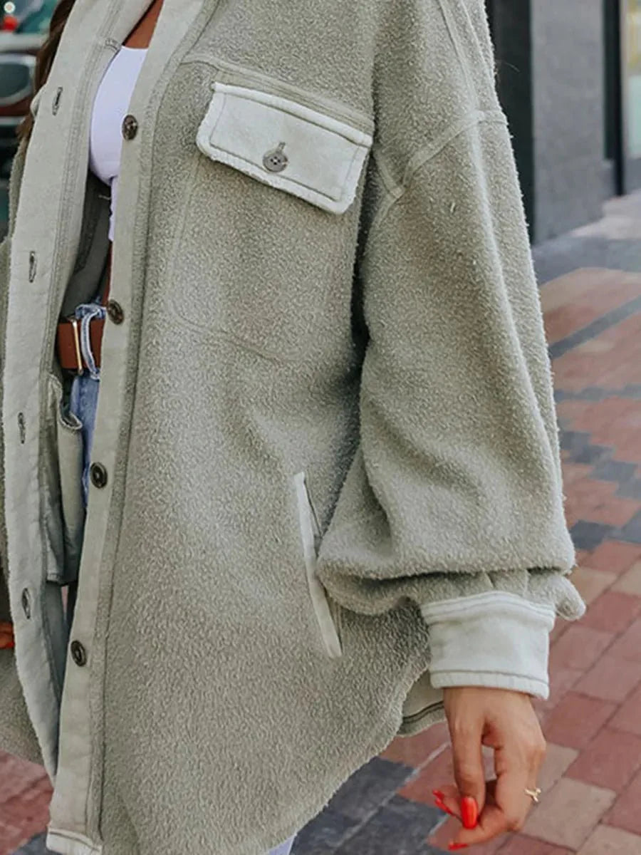 Oversized Sherpa Button-Up Jas