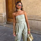 Emily - Strapless Cargo Jumpsuit - Kolua