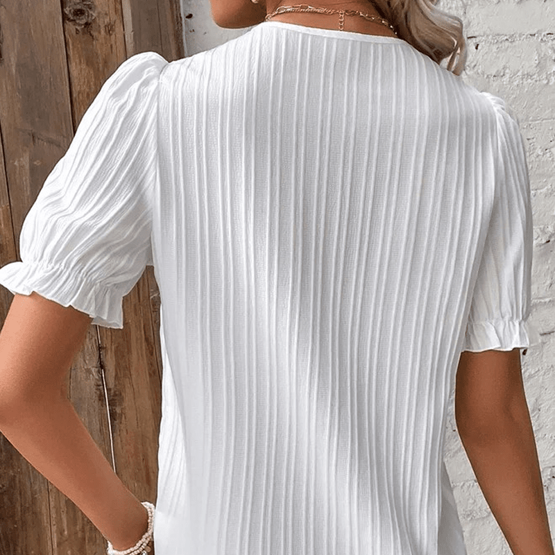 LARA™ | Elegante blouse met V-hals en effen kant - Kolua